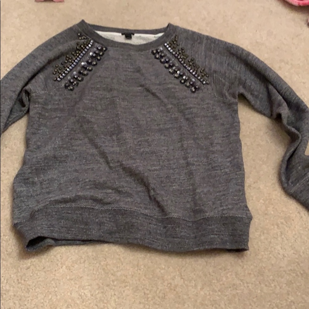 Jcrew cropped rhinestone crew neck